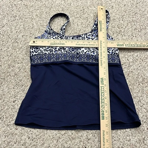 Lands End Tankini Set Sz 10 Navy Floral Underwire Summer Pool Full Coverage - Picture 4 of 11